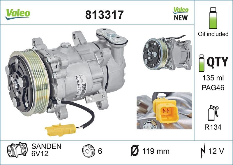 VALEO Compressore, Climatizzatore 813317