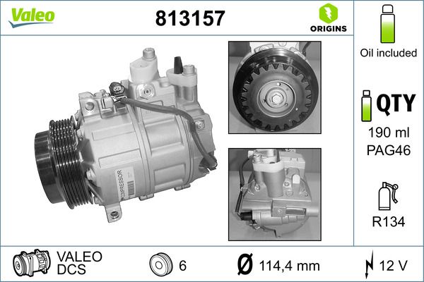 VALEO Compressore, Climatizzatore 813157