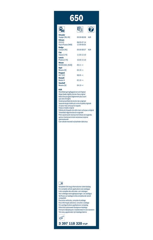 BOSCH Spazzola tergi 3 397 118 320