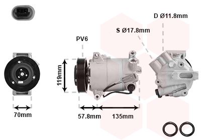 VAN WEZEL Compressore, Climatizzatore 3700K496