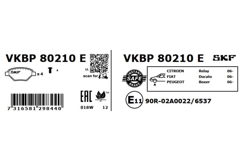 SKF Kit pastiglie freno, Freno a disco VKBP 80210 E