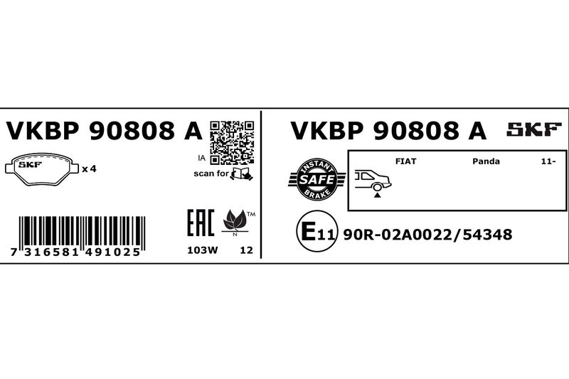 SKF Kit pastiglie freno, Freno a disco VKBP 90808 A