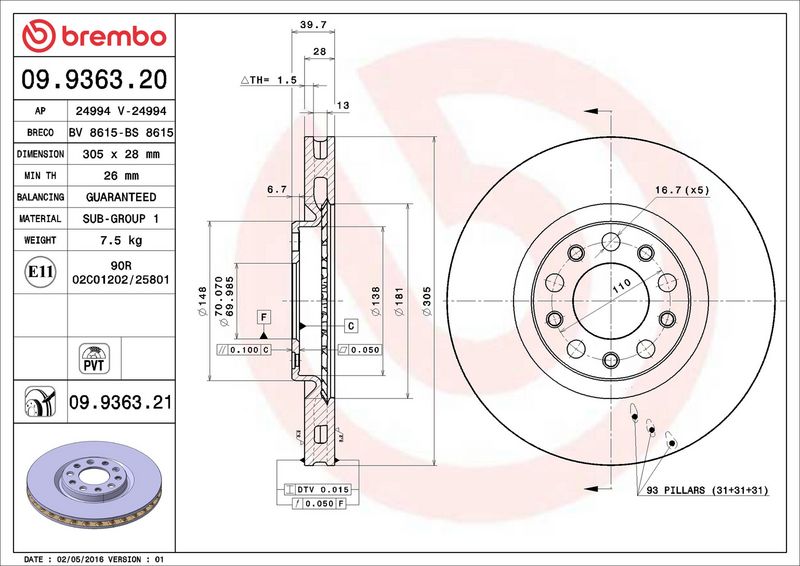 BREMBO Discofreno 09.9363.21