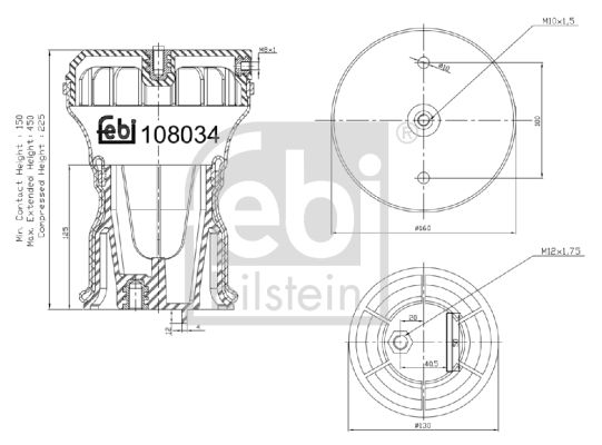 FEBI BILSTEIN Soffietto, Sospensione pneumatica 108034