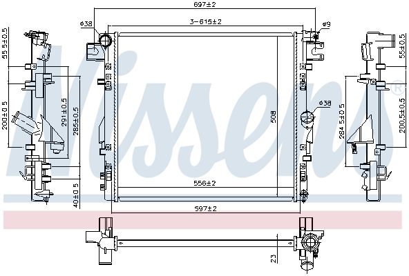 NISSENS Radiatore, Raffreddamento motore 61037