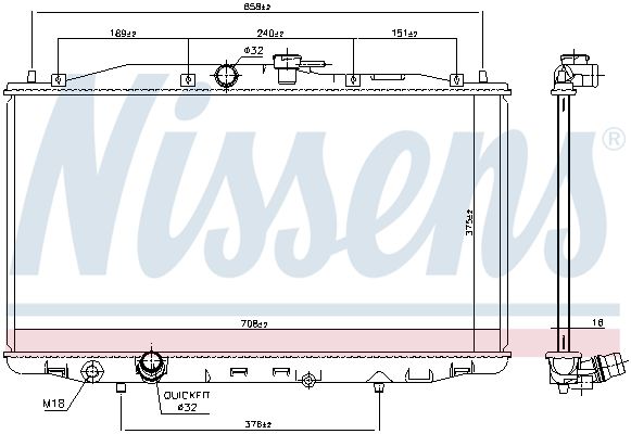 NISSENS Radiatore, Raffreddamento motore 68604
