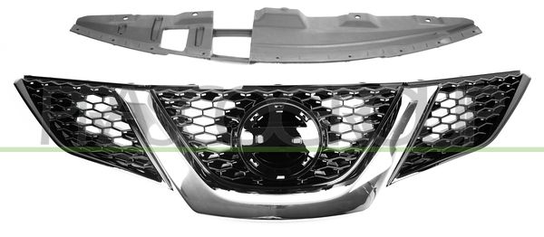 GRIGLIA RADIATORE-NERA-LUCIDA-CON MODANATURA CROMATA NISSAN QASHQAI (J11) Mod 02/14 08/17
