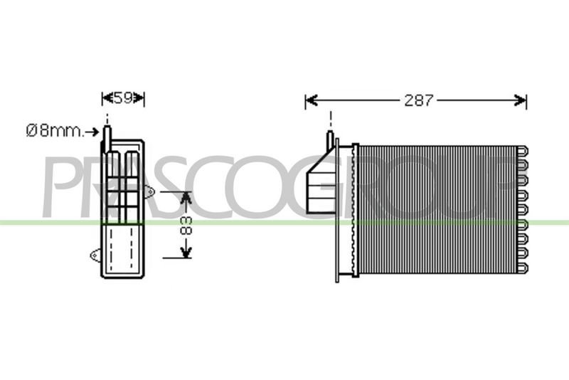 PRASCO Scambiatore calore, Riscaldamento abitacolo FT019H002