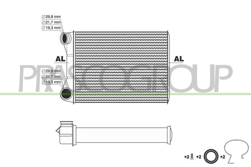 PRASCO Scambiatore calore, Riscaldamento abitacolo FT133H002