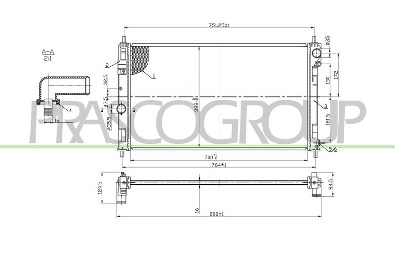 PRASCO Radiatore, Raffreddamento motore JE030R001