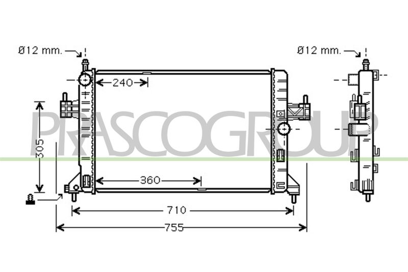 PRASCO Radiatore, Raffreddamento motore OP030R006