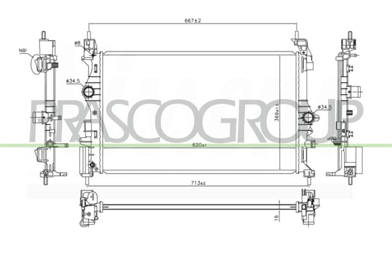 PRASCO Radiatore, Raffreddamento motore OP036R002