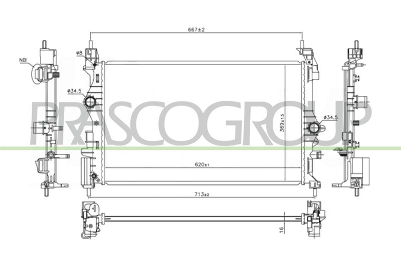 PRASCO Radiatore, Raffreddamento motore OP036R003