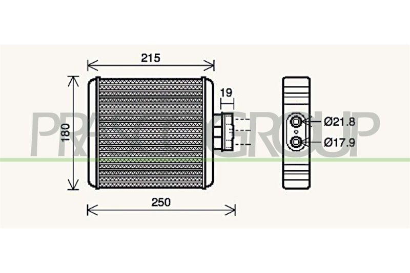 PRASCO Scambiatore calore, Riscaldamento abitacolo SK320H001