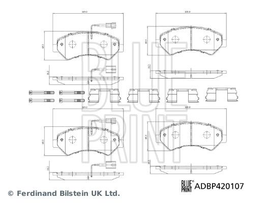 BLUE PRINT Kit pastiglie freno, Freno a disco ADBP420107