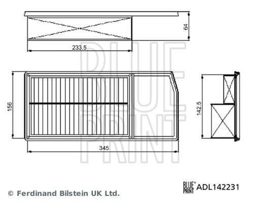 BLUE PRINT Filtro aria ADL142231