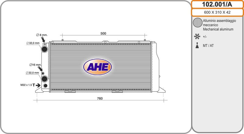 AHE Radiatore, Raffreddamento motore 102.001/A