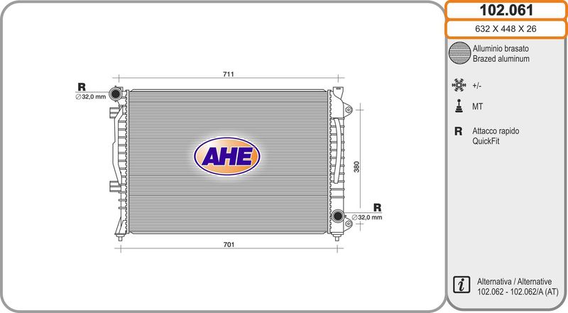 AHE Radiatore, Raffreddamento motore 102.061