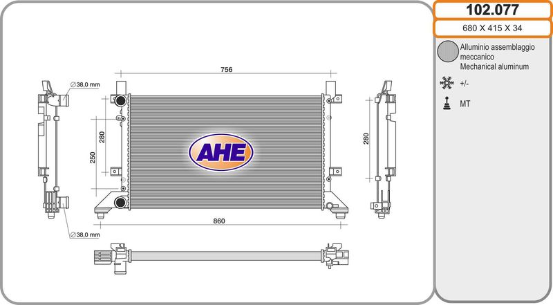 AHE Radiatore, Raffreddamento motore 102.077