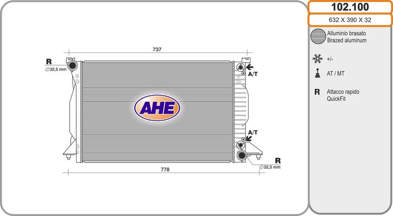 AHE Radiatore, Raffreddamento motore 102.100