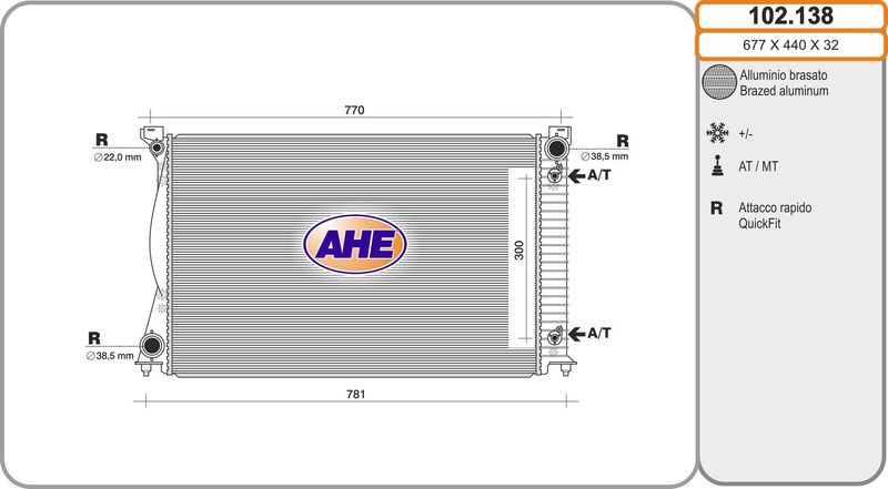 AHE Radiatore, Raffreddamento motore 102.138