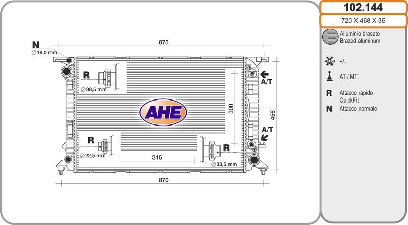 AHE Radiatore, Raffreddamento motore 102.144
