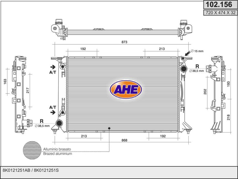 AHE Radiatore, Raffreddamento motore 102.156