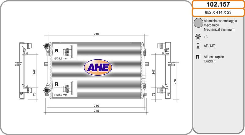 AHE Radiatore, Raffreddamento motore 102.157