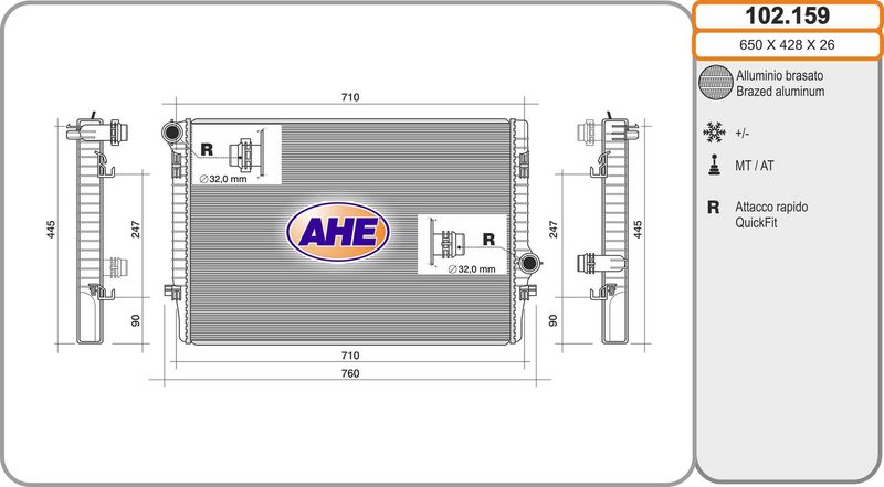 AHE Radiatore, Raffreddamento motore 102.159