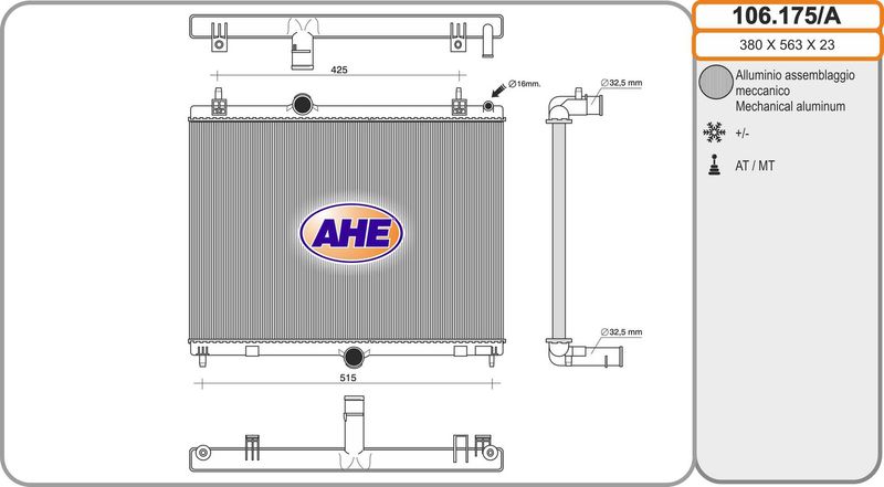 AHE Radiatore, Raffreddamento motore 102.175/A