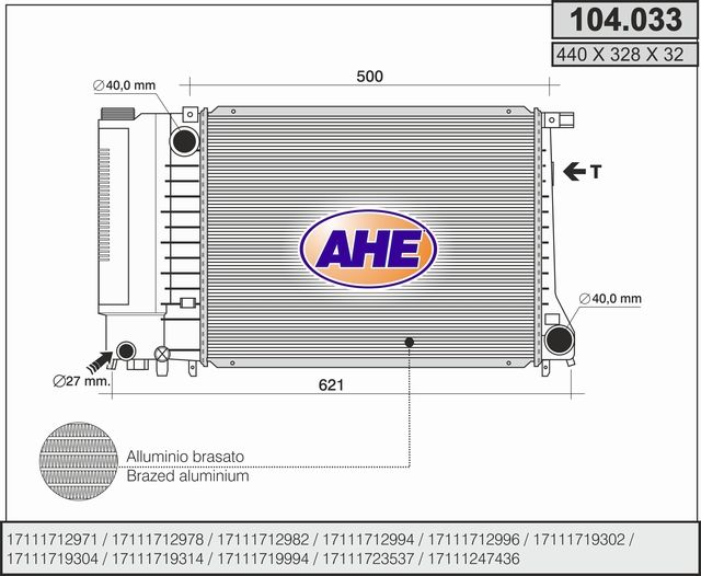 AHE Radiatore, Raffreddamento motore 104.033