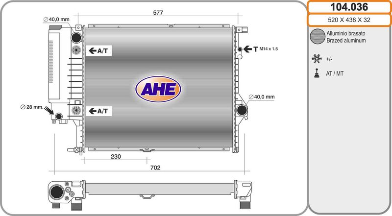 AHE Radiatore, Raffreddamento motore 104.036