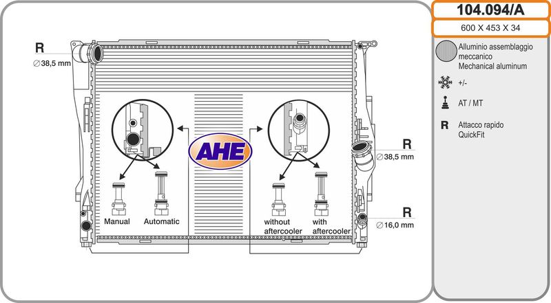 AHE Radiatore, Raffreddamento motore 104.094/A