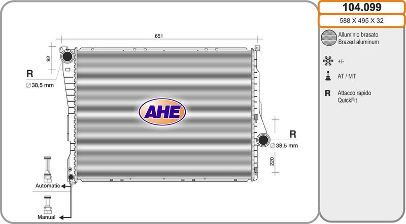 AHE Radiatore, Raffreddamento motore 104.099