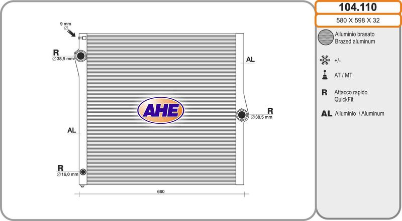 AHE Radiatore, Raffreddamento motore 104.110