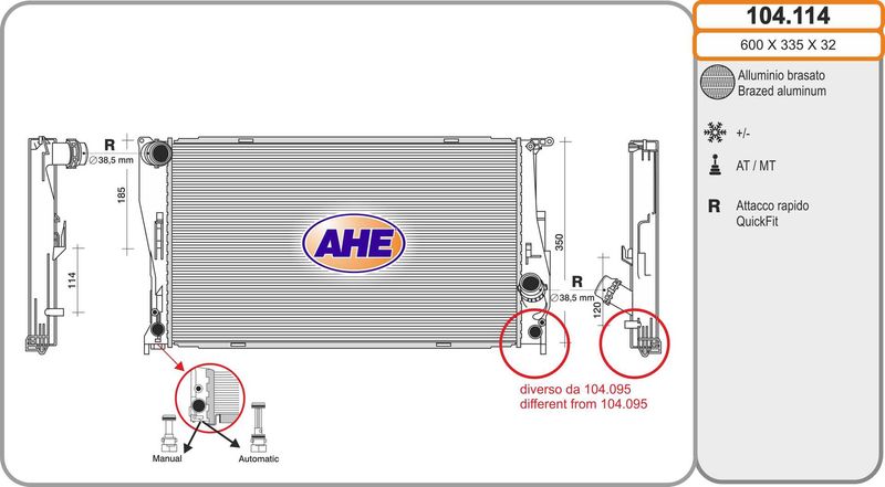AHE Radiatore, Raffreddamento motore 104.114