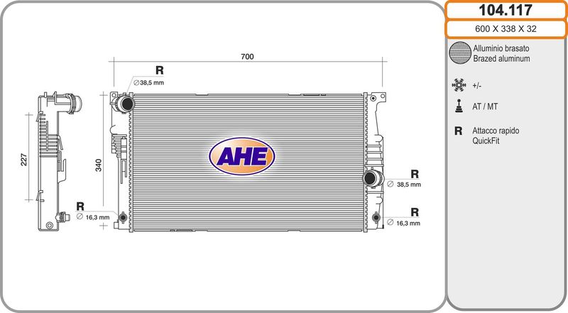 AHE Radiatore, Raffreddamento motore 104.117