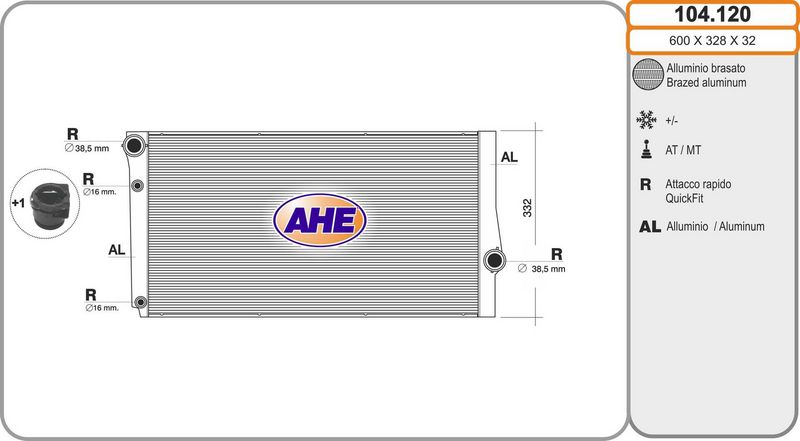 AHE Radiatore, Raffreddamento motore 104.120