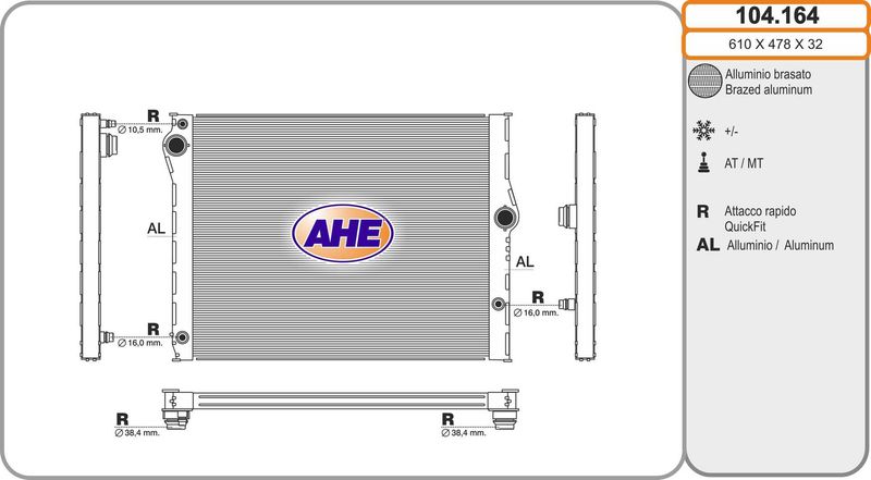 AHE Radiatore, Raffreddamento motore 104.164