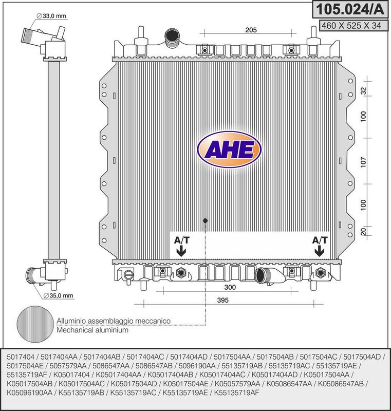 AHE Radiatore, Raffreddamento motore 105.024/A