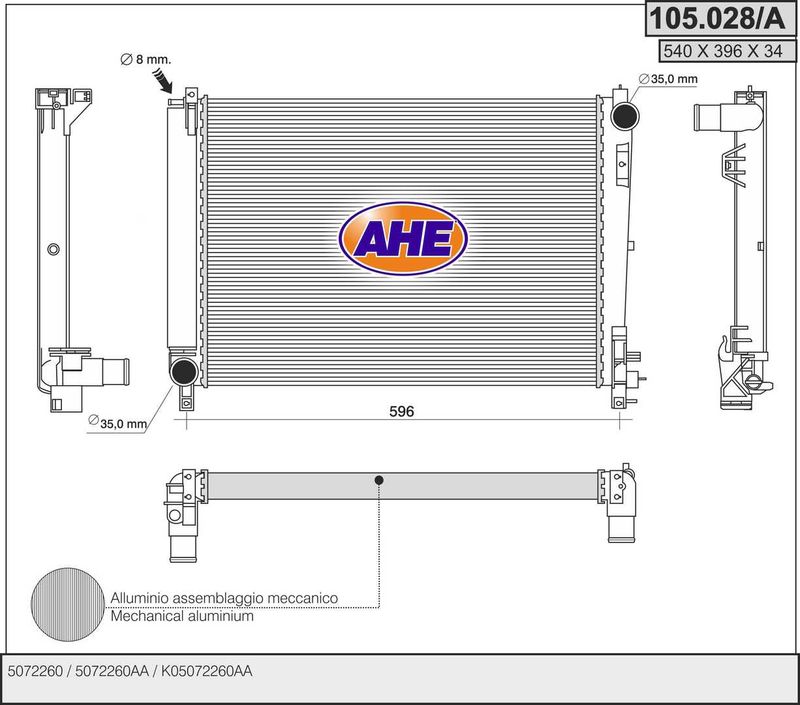 AHE Radiatore, Raffreddamento motore 105.028/A