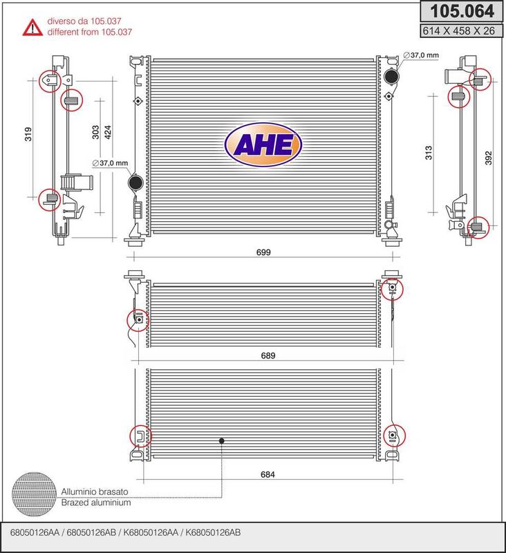 AHE Radiatore, Raffreddamento motore 105.064