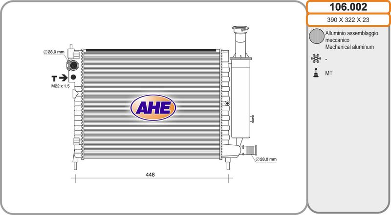 AHE Radiatore, Raffreddamento motore 106.002