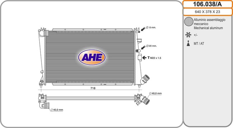 AHE Radiatore, Raffreddamento motore 106.038/A