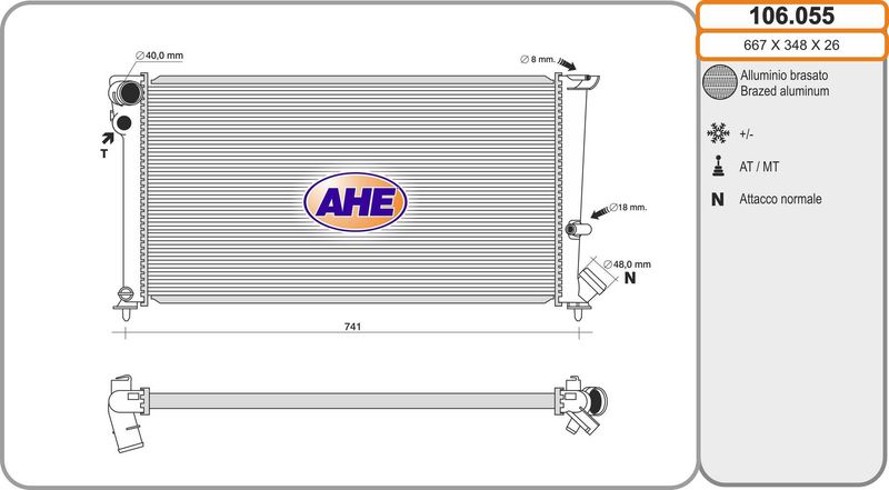 AHE Radiatore, Raffreddamento motore 106.055