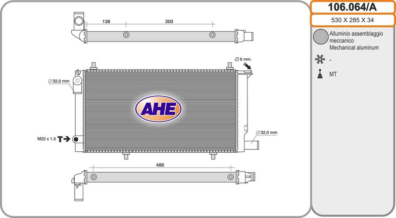 AHE Radiatore, Raffreddamento motore 106.064/A