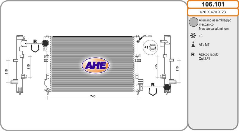 AHE Radiatore, Raffreddamento motore 106.101