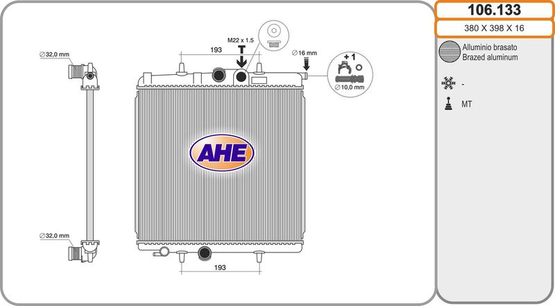 AHE Radiatore, Raffreddamento motore 106.133