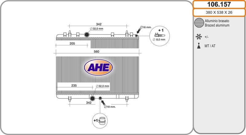 AHE Radiatore, Raffreddamento motore 106.157