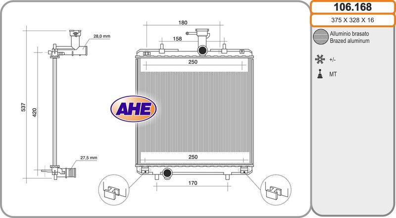 AHE Radiatore, Raffreddamento motore 106.168